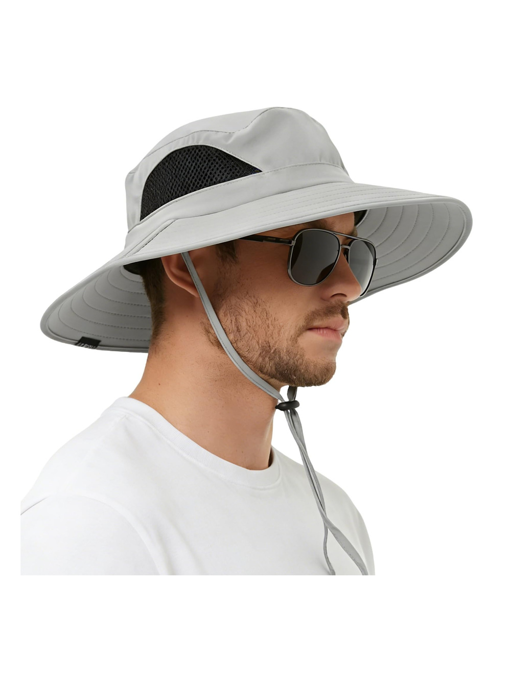 Wide Brim Sun Bucket Hat, Waterproof Boonie Hat for Men & | Light Gray | Size OS
